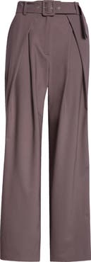Eleventy Pleated Stretch Wool Belted Pants