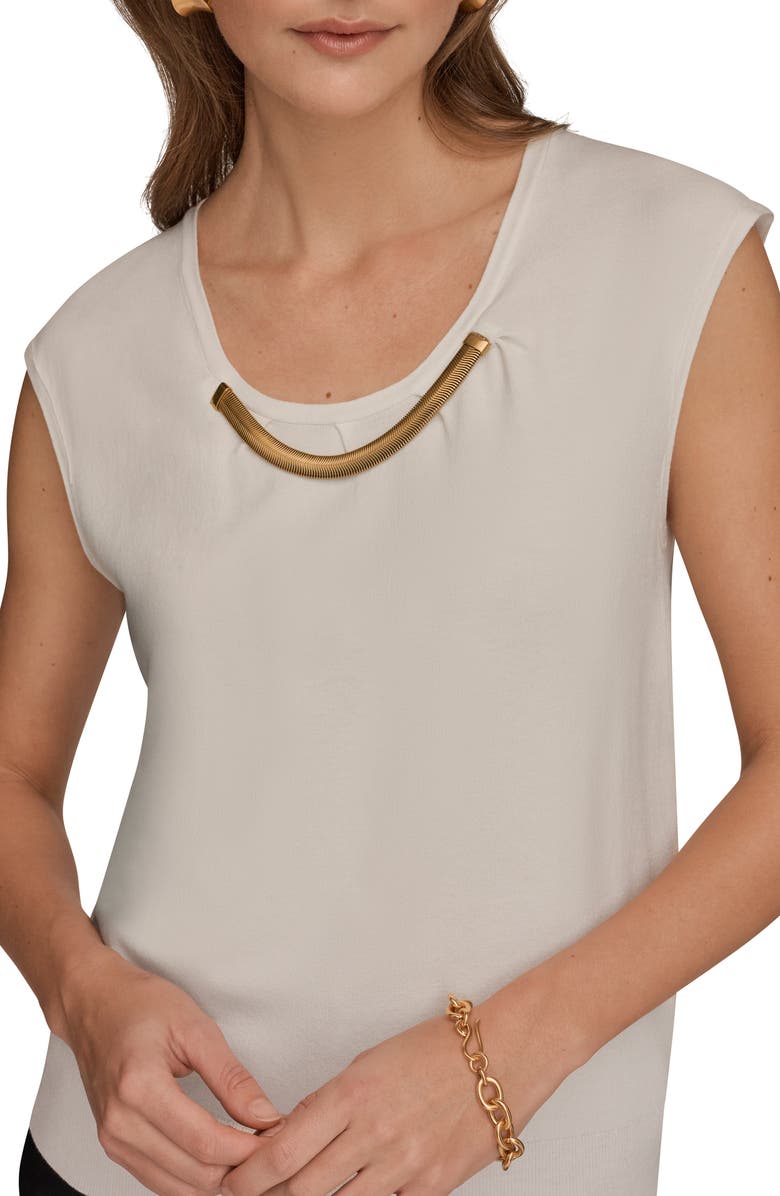 Donna Karan New York Coil Cap Sleeve Sweater, Alternate, color, Cream