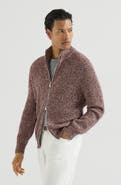 Brunello Cucinelli Virgin wool, silk and cashmere chiné cardigan with zipper