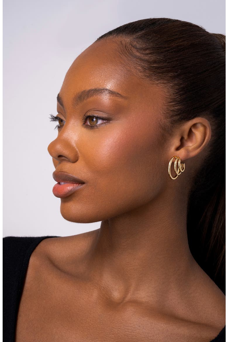 14K Gold Triple Hoop Earrings (Nordstrom Exclusive), Alternate, color, 14K YELLOW GOLD