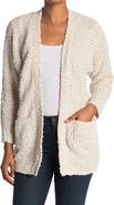 Bobeau Open Front Patch Pocket Popcorn Cardigan