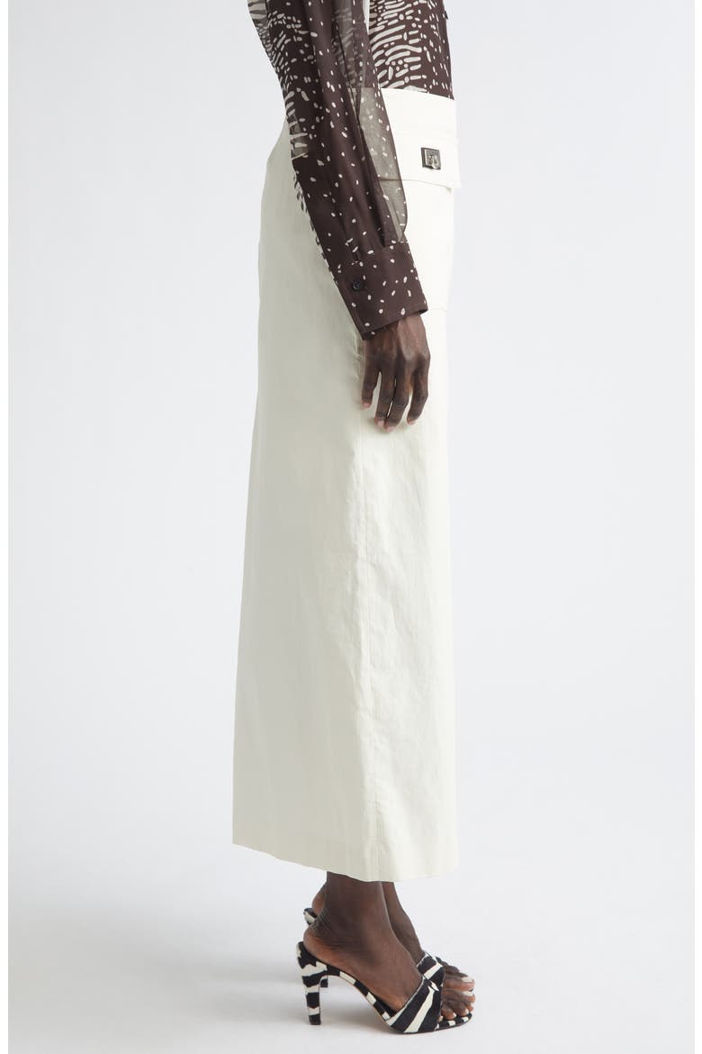 Hug Buckle Coated Linen Cargo Skirt, Alternate, color, MASCARPONE