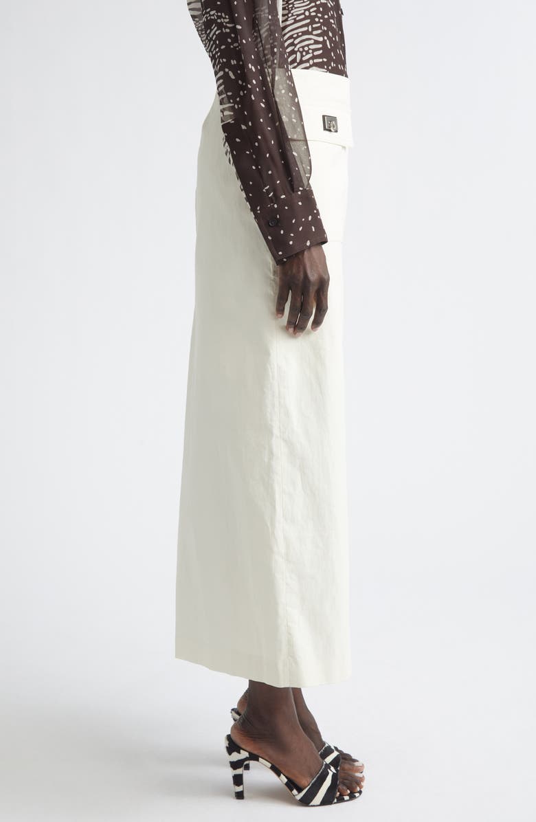 FERRAGAMO Hug Buckle Coated Linen Cargo Skirt, Alternate, color, Mascarpone
