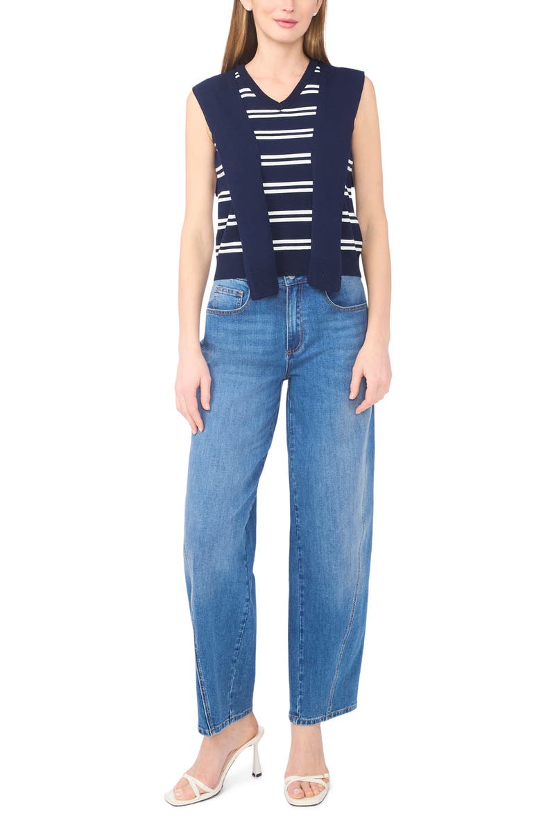 Halogen<sup>®</sup> Tie Shoulder Sleeveless Stripe Sweater, Alternate, color, Classic Navy/Ivory