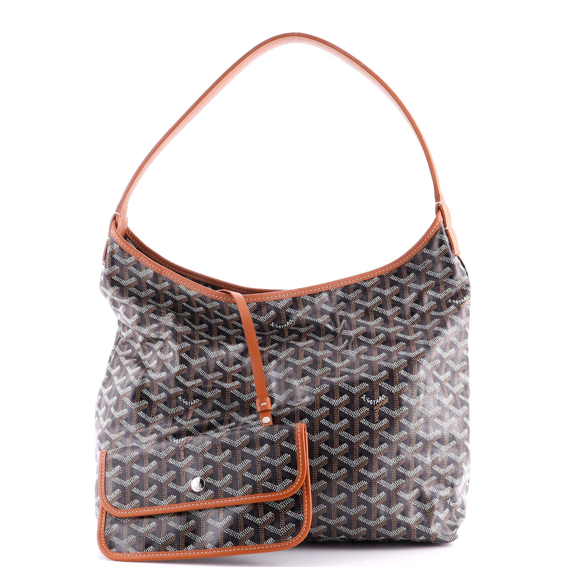 Pre-Owned Goyard Boheme Hobo Coated Canvas, Alternate, color, Brown