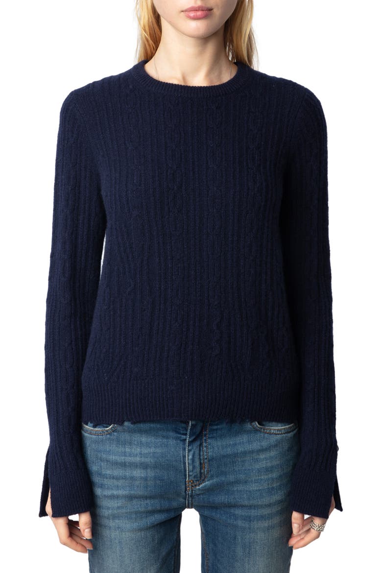 Jonasson Cable Knit Cashmere Sweater, Main, color, ENCRE