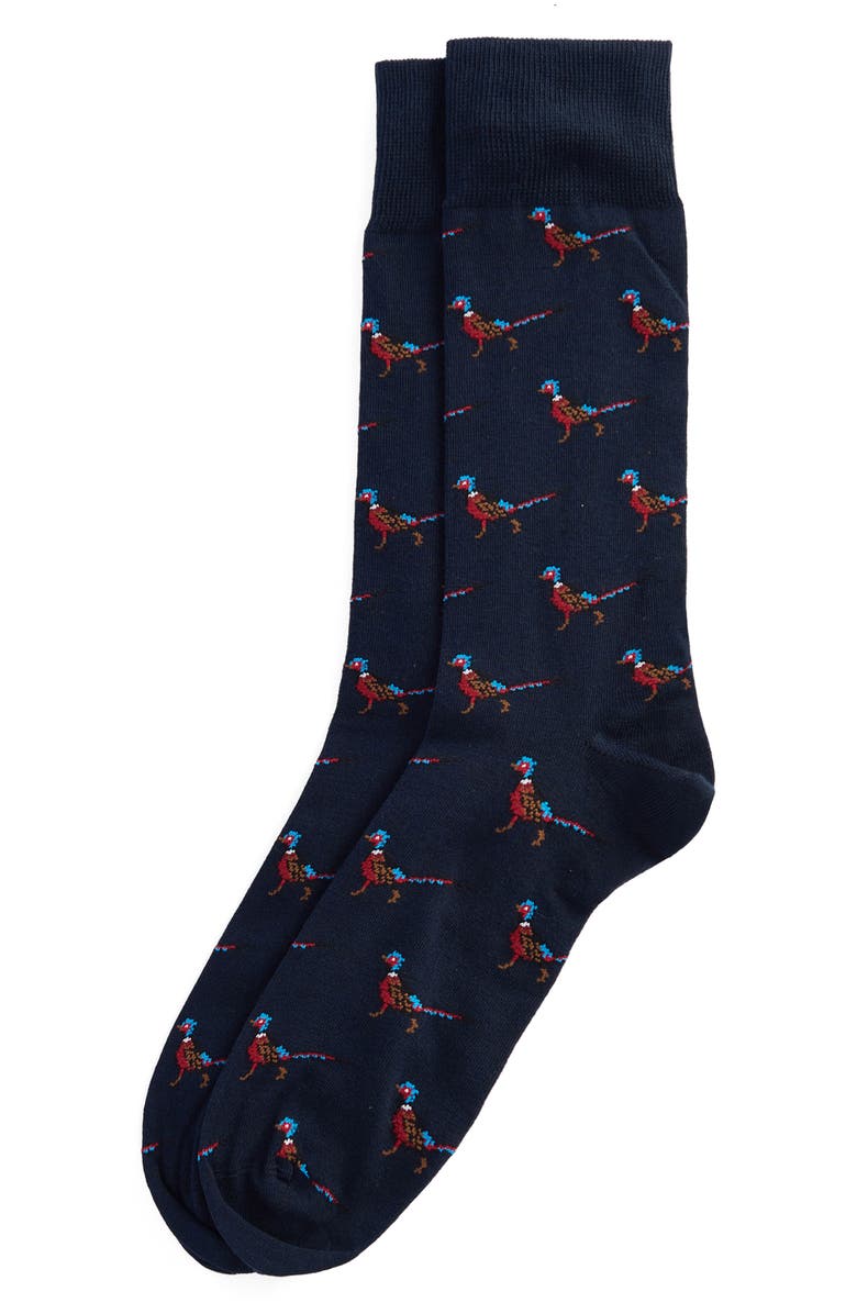 Barbour Mavin Dog Cotton Blend Crew Socks, Main, color, Navy/ Pheasant