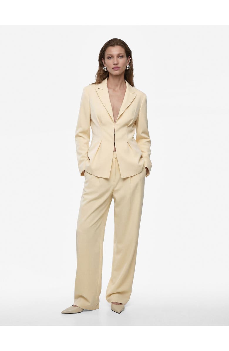 Koton High Rise Pleated Wide Leg Trousers, Main, color, Yellow