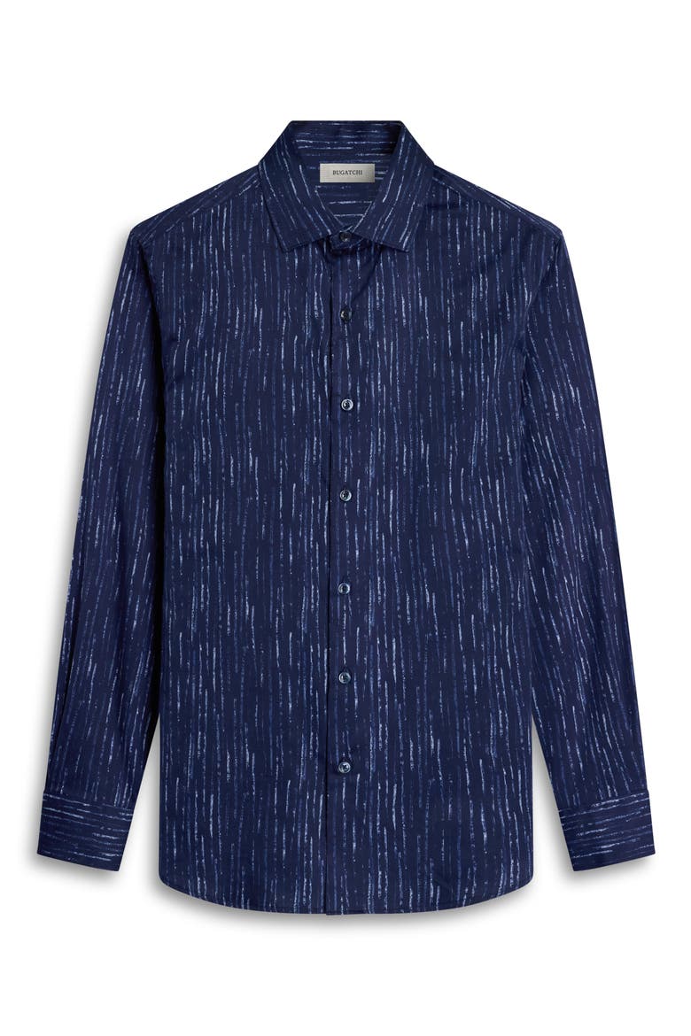 Axel Shaped Fit Chalk Stripe Stretch Cotton Button-Up Shirt, Alternate, color, NAVY