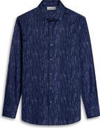 Bugatchi Axel Shaped Fit Chalk Stripe Stretch Cotton Button-Up Shirt