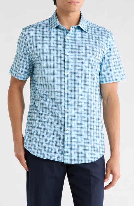 Bugatchi Short Sleeve Stretch Cotton Button-Up Shirt