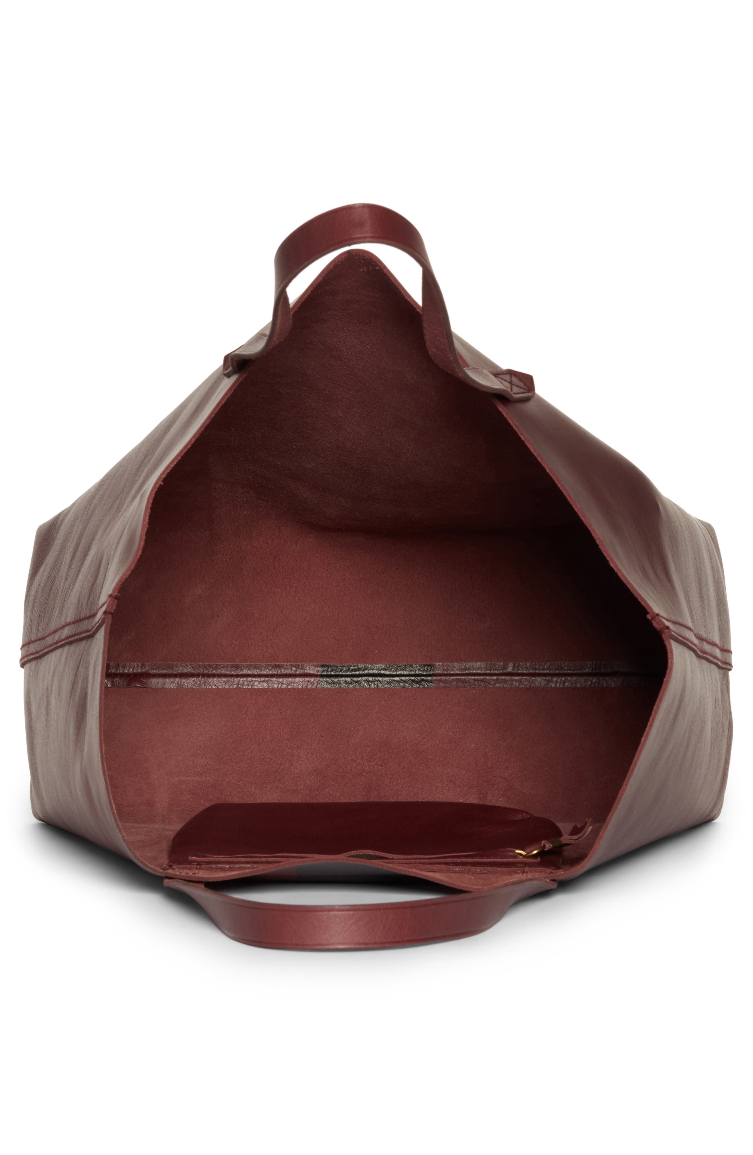 Paint Stripe Transport Leather Tote, Alternate, color, DARK CABERNET STRIPE