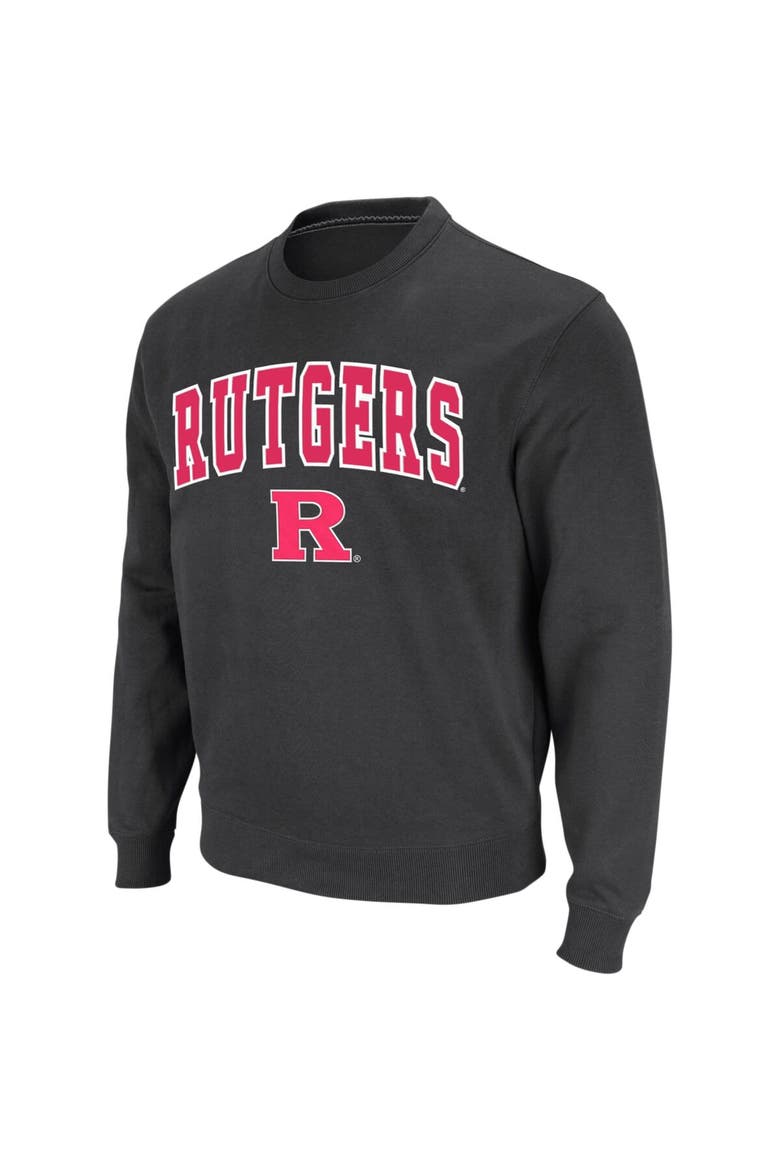 Men's Colosseum Charcoal Rutgers Scarlet Knights Arch & Logo Crew Neck Sweatshirt, Alternate, color, Charcoal