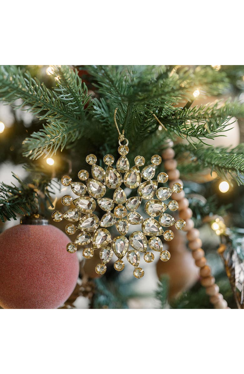 CG Hunter Beaded Snowflake and Star Christmas Ornaments, Alternate, color, Brass