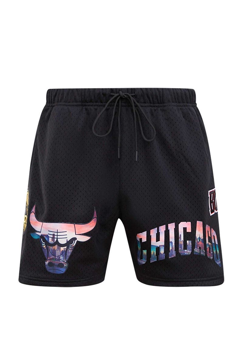 PRO STANDARD Men's Pro Standard Black Chicago Bulls City Scape Mesh Shorts, Alternate, color, 
