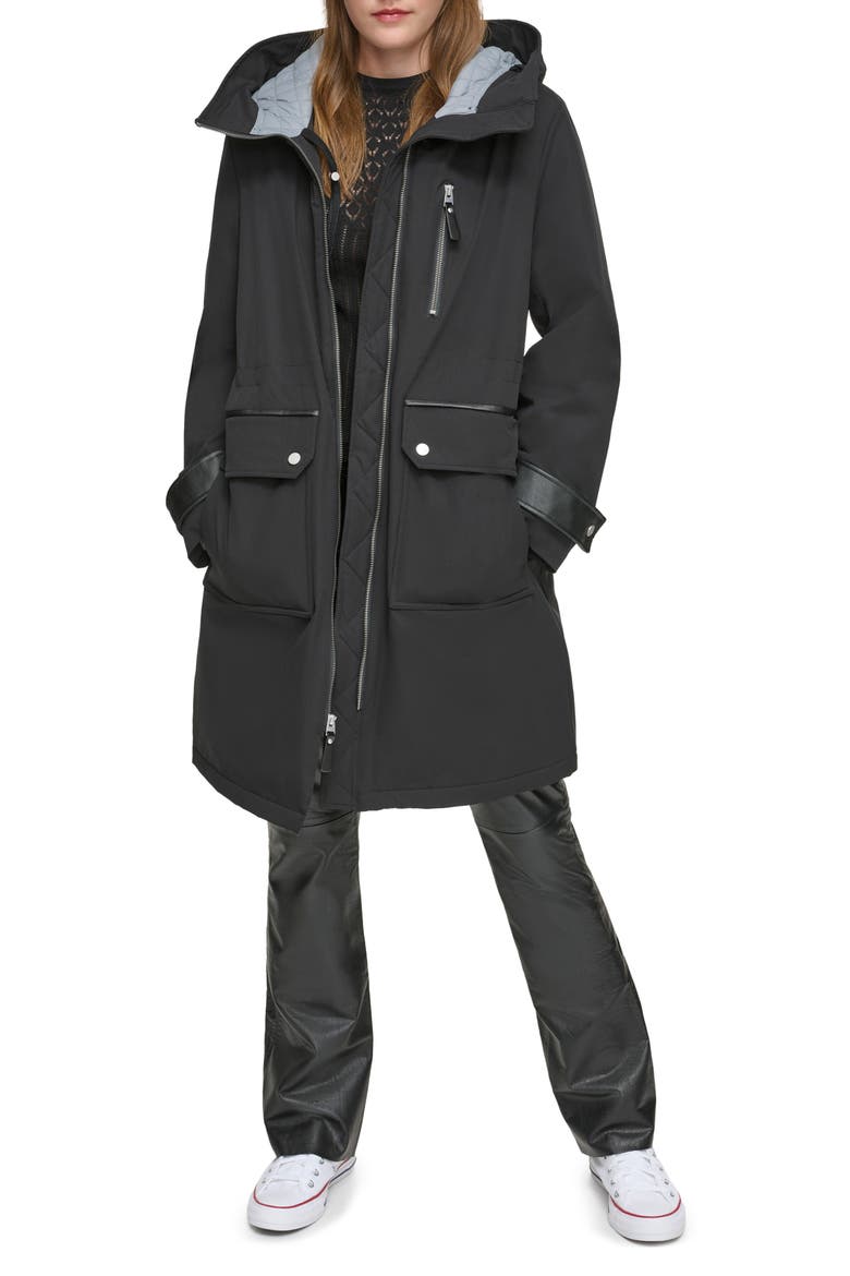 Water Resistant Hooded Jacket, Alternate, color, BLACK