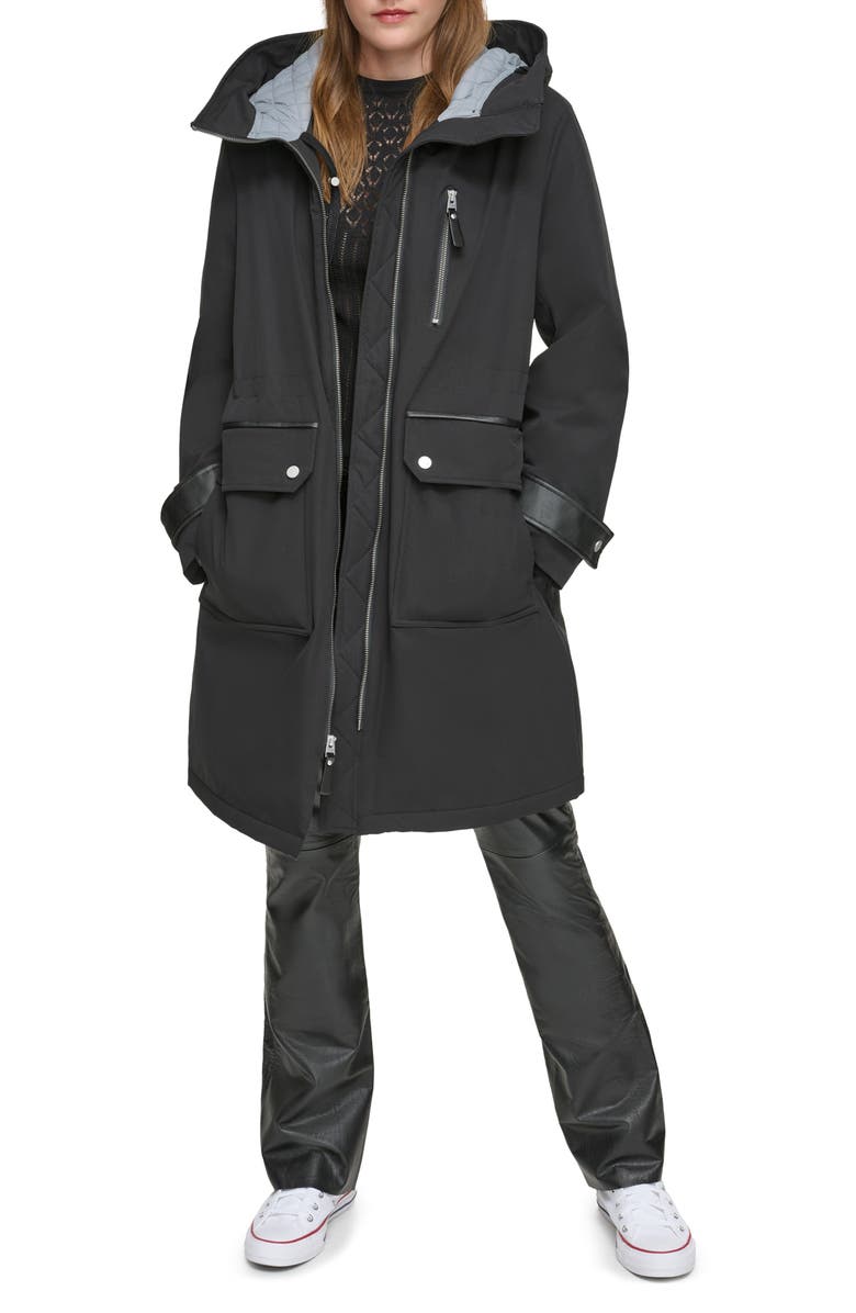 Andrew Marc Water Resistant Hooded Jacket, Alternate, color, Black