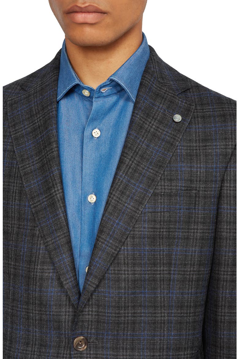 Midland Unconstructed Plaid Wool Sport Coat, Alternate, color, GREY
