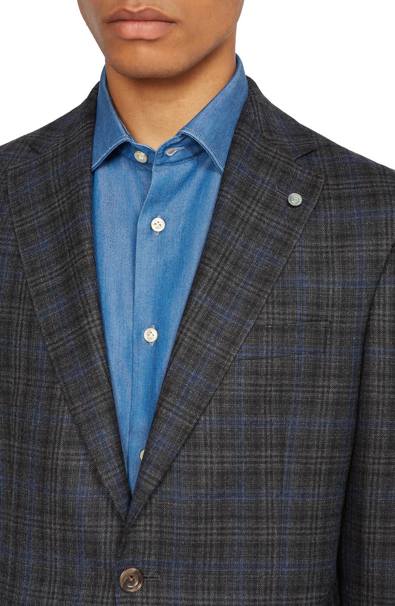 Jack Victor Midland Unconstructed Plaid Wool Sport Coat, Alternate, color, 