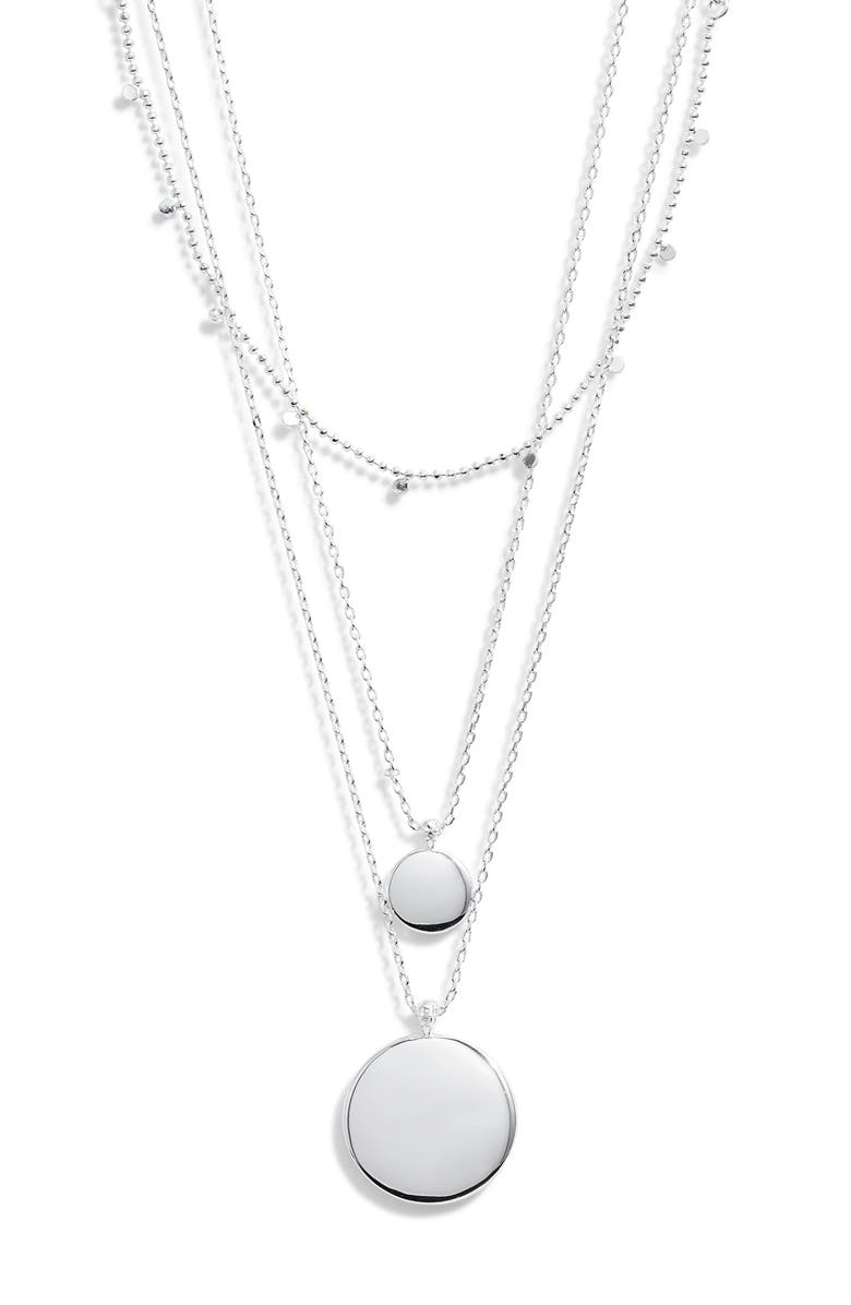 Nordstrom Set of 3 Disc Pendant Necklaces, Main, color, Silver