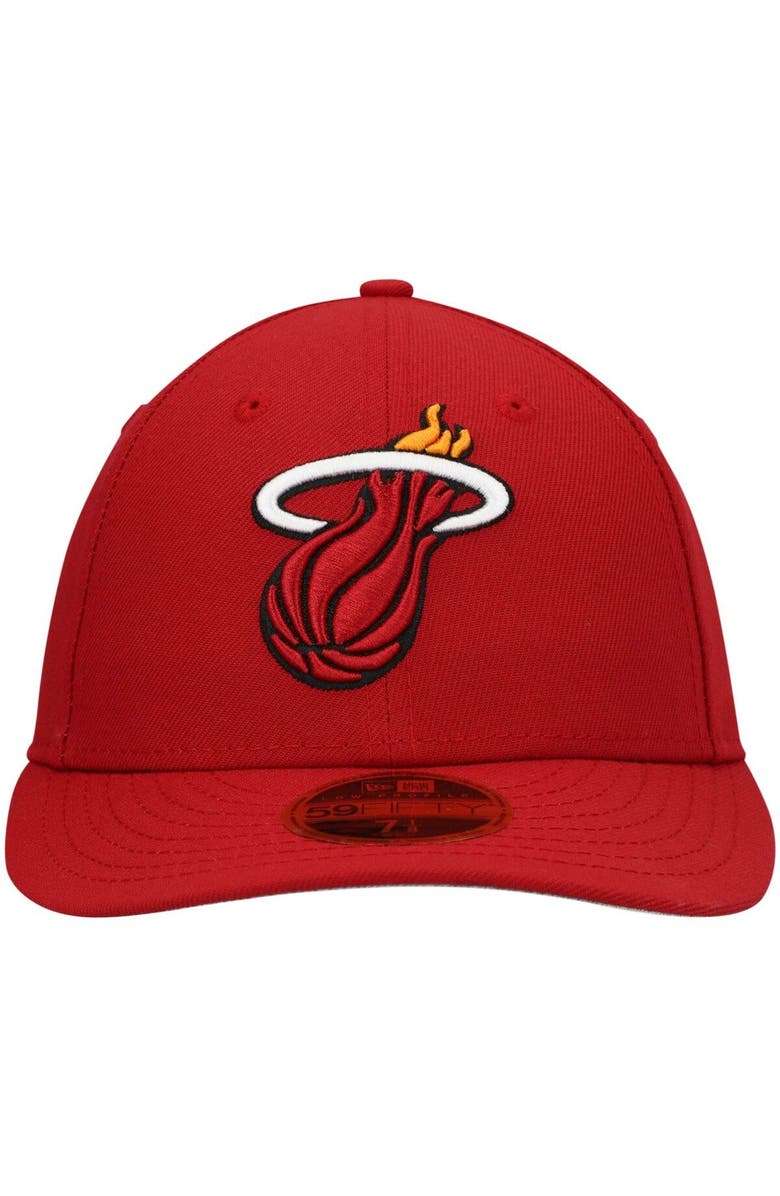 New Era Men's New Era Red Miami Heat Team Low Profile 59FIFTY Fitted Hat, Alternate, color, 