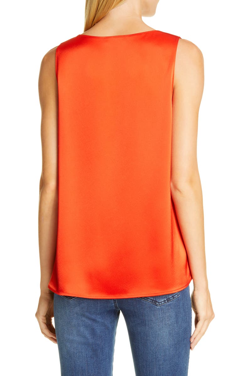 St. John Evening Scoop Neck Liquid Satin Shell, Alternate, color, Geranium