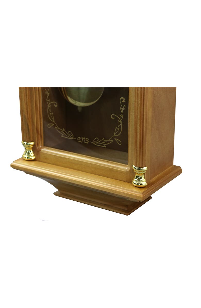 Bedford Clock Collection 34.5in Chiming Pendulum Wall Clock Harvest Oak, Alternate, color, Harvest Oak