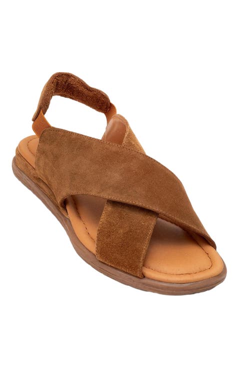 Broods Elastic Leather Slip On Sandals