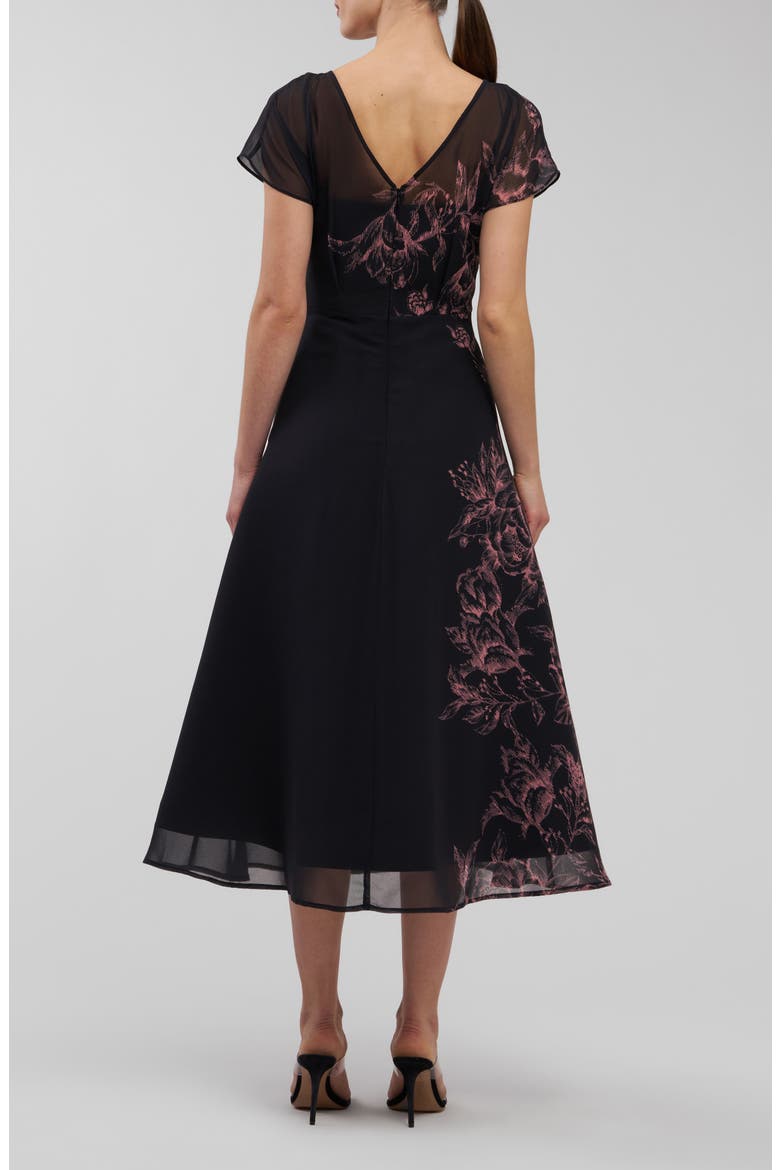 Mariellla Floral Cocktail Dress, Alternate, color, CARBON MULTI