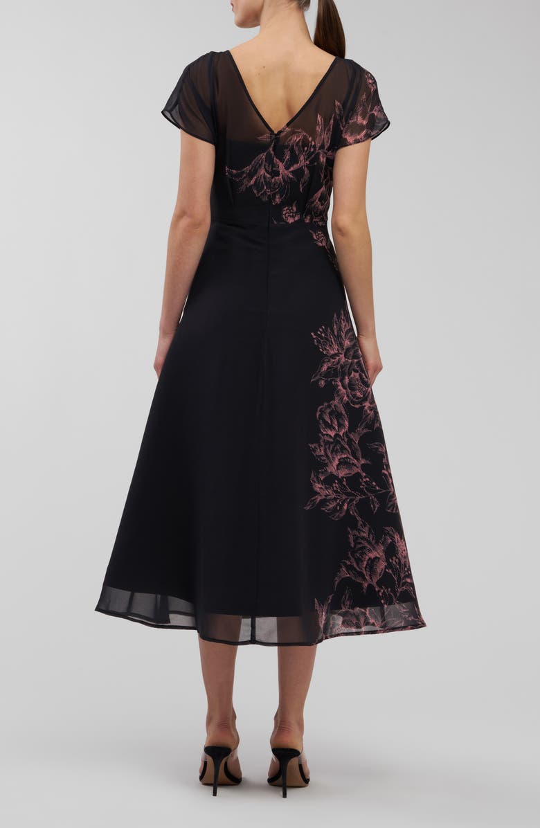 Kay Unger Mariellla Floral Cocktail Dress, Alternate, color, Carbon Multi