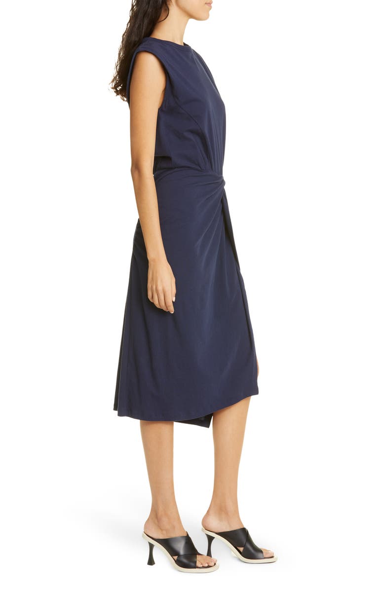 Derek Lam 10 Crosby Landry Sleeveless Twist Waist Cotton Dress, Alternate, color, Navy