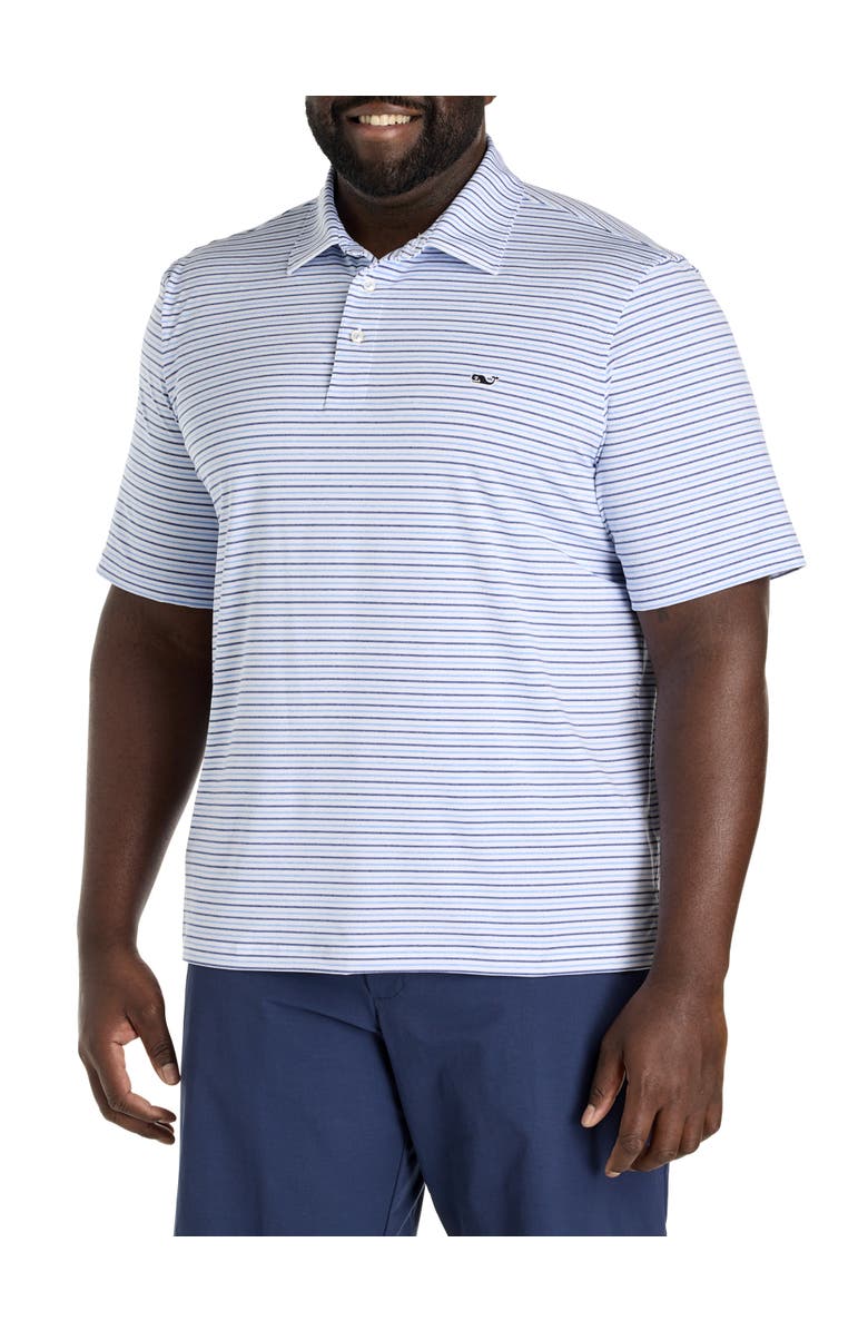 vineyard vines Big & Tall Tri-Color Bradley Sankaty Performance Polo Shirt, Main, color, White Ocean Breeze