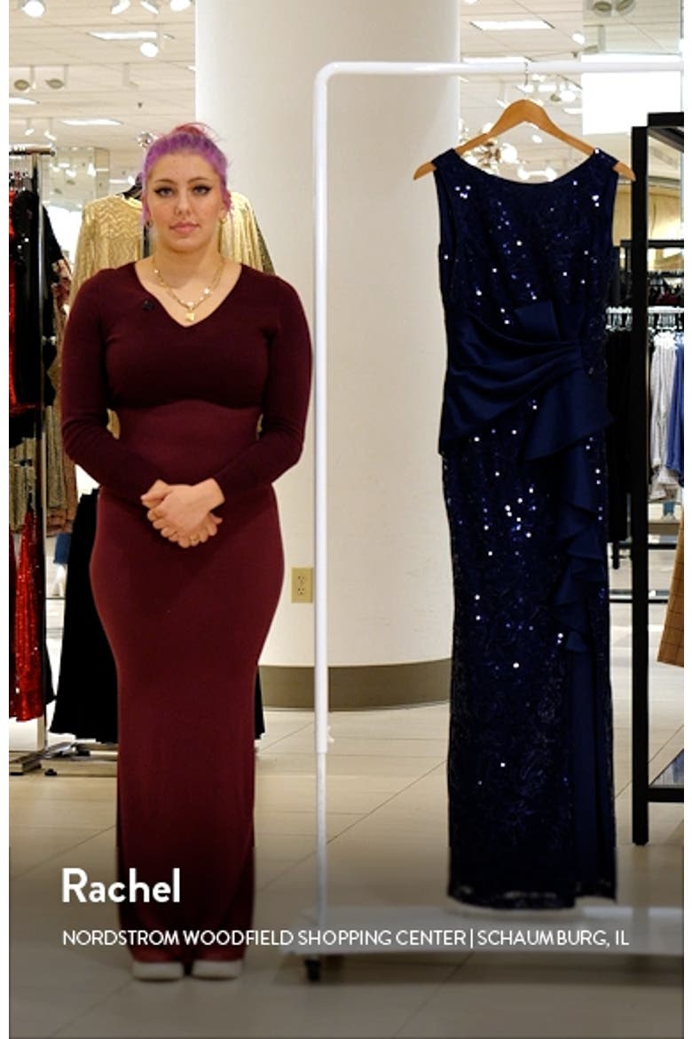 Sequin Ruffle Sleeveless Lace Trumpet Gown video