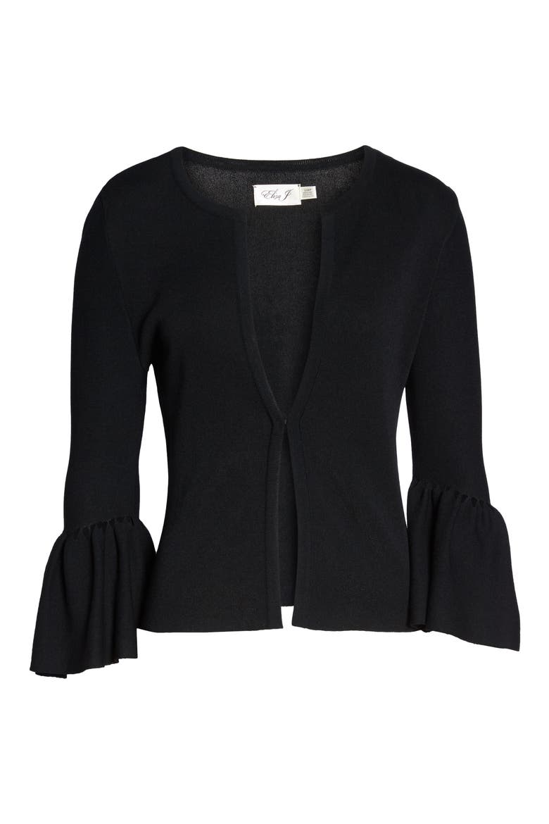Bell Sleeve Cardigan, Alternate, color, BLACK