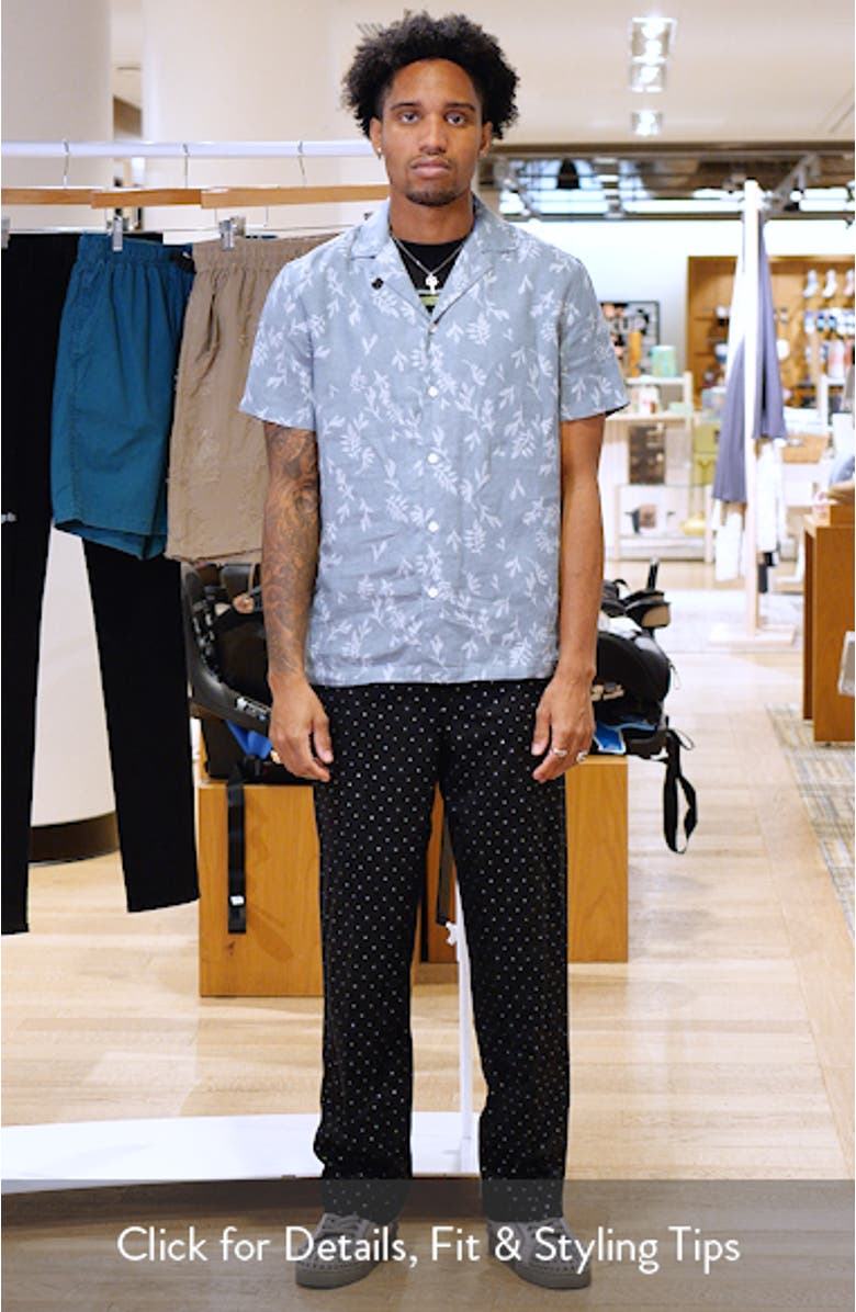 Bontanical Print Linen Camp Shirt, sales video thumbnail