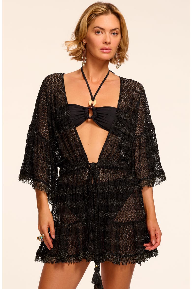 Jewel Metallic Semisheer Cover-Up Dress, Alternate, color, BLACK METALLIC ZIGZAG