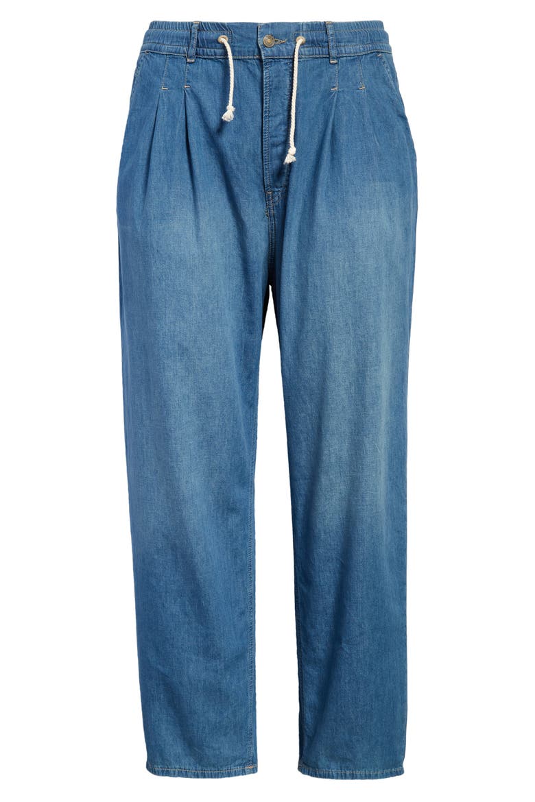We the Free Luna Denim Tie Waist Pants, Alternate, color, STARDUST BLUE