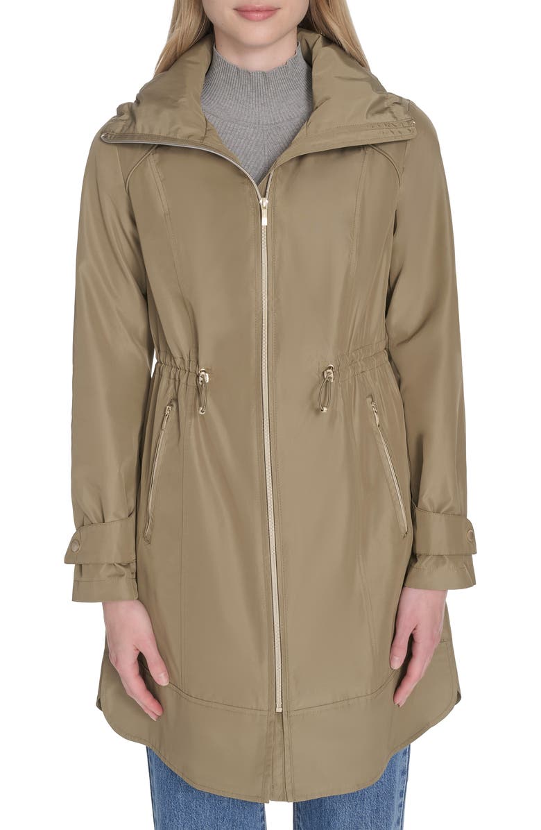 Cole Haan Signature Travel Packable Hooded Rain Jacket, Main, color, Sage