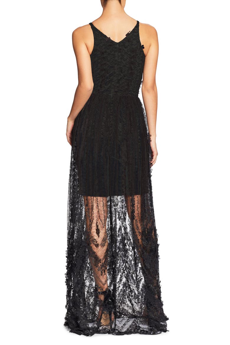 Chelsea Lace A-Line Gown, Alternate, color, BLACK/BLACK