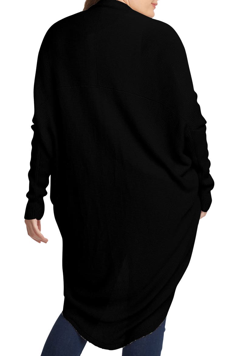 Darla Linen Blend Open Cardigan, Alternate, color, BLACK