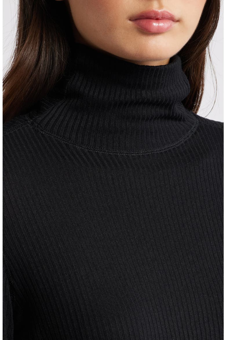 Rib Turtleneck Top, Alternate, color, JET BLACK