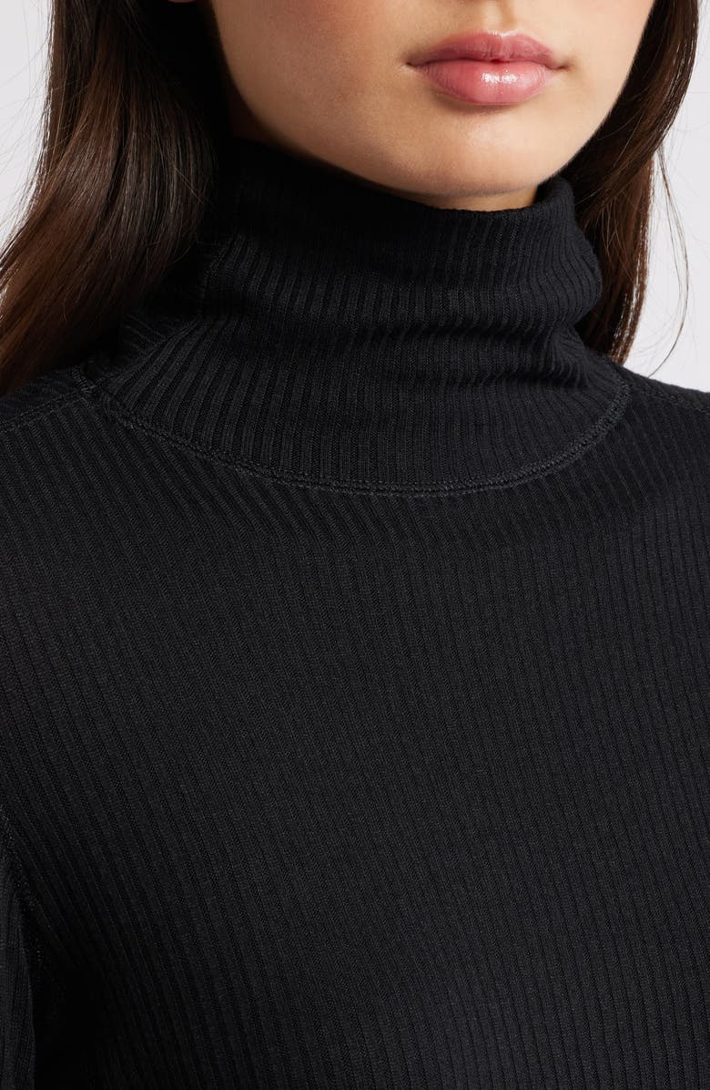 Madewell Rib Turtleneck Top, Alternate, color, Jet Black