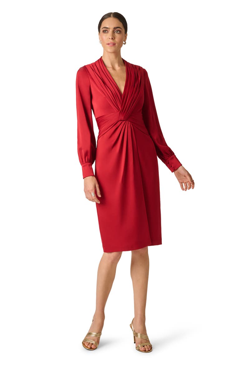 Crepe Back Satin Twist Front Midi Dress, Alternate, color, SCARLET SPICE