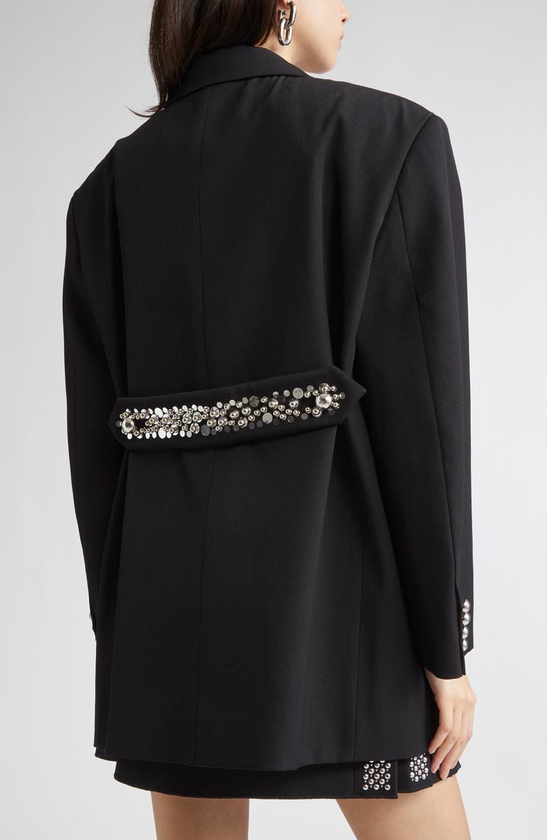 Rabanne Embellished Lapels Oversize Wool Grain de Poudre Blazer, Alternate, color, 