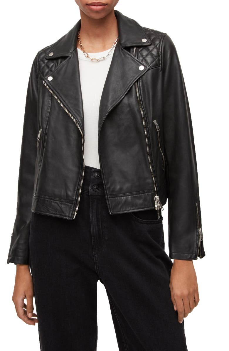 AllSaints Caden Leather Biker Jacket, Main, color, 