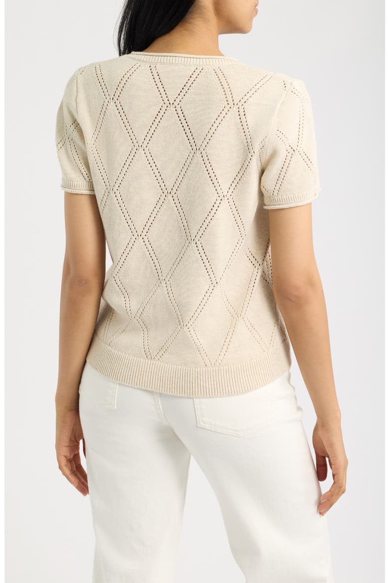 Diamond Stitch Floral Embroidered Sweater, Alternate, color, COCONUT HEATHER
