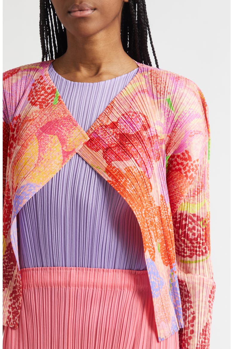 Foggy Forest Pleated Open Front Cardigan, Alternate, color, PINK