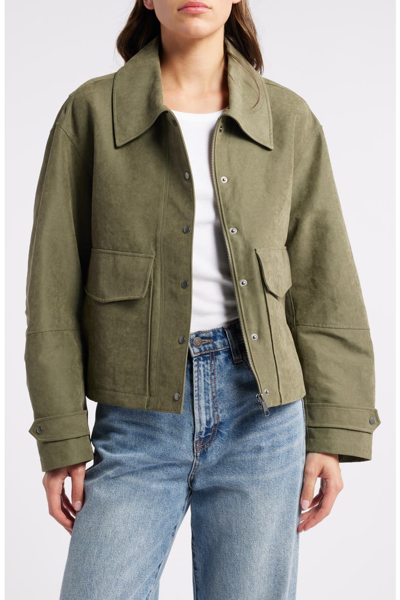 Crop Cotton Blend Field Jacket, Alternate, color, OLIVE KALAMATA