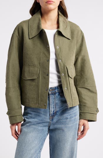Crop Cotton Blend Field Jacket