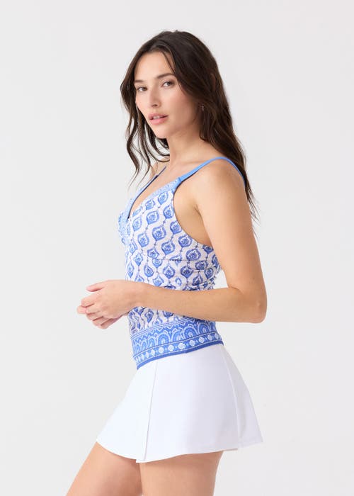 Cabana Life Embroidered Tankini Top In Blue